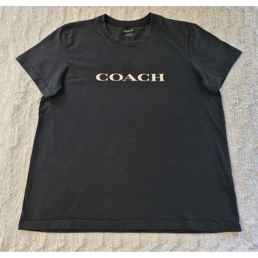Coach Black Spellout Logo T-Shirt Men's Size XL Crew Neck Short Sleeve